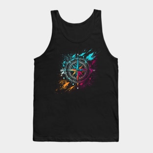 Colorful airbrush graffiti compass Tank Top